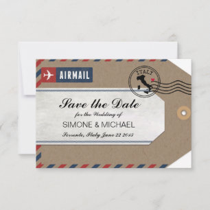Italien Airmail Gepäckmarke Save the Date