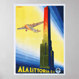 ITALIEN ALA LITTORIA Airlines Vintage Flugzeug Pla Poster