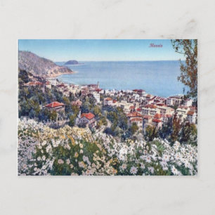 Italien, Alassio, Blume und Meerblick Postkarte