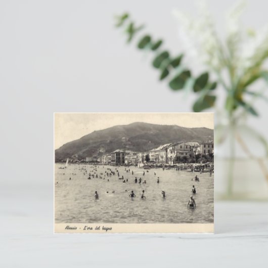 Italien, Alassio, Schwimmen im Mittelmeer Postkarte (Stehend Vorderseite)