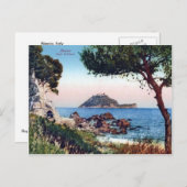 Italien, Alassio, Strand und Offshore-Insel Postkarte (Vorne/Hinten)