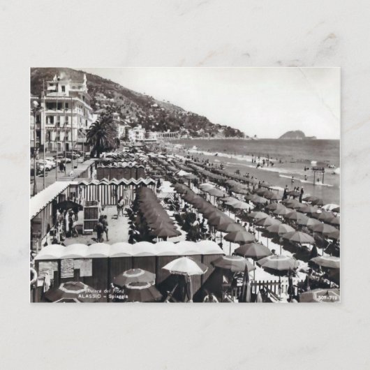 Italien, Alassio, Umbrellas am Strand Postkarte (Vorderseite)
