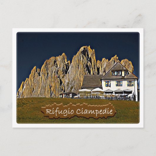 Italien - Alphütte Ciampedie - Dolomiti - Postkarte (Vorderseite)