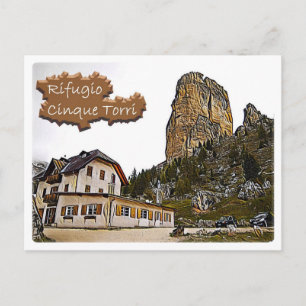 Italien - Alphütte Cinque Torri - Dolomiti - Postkarte