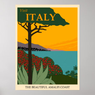 Italien Amalfi Coast Vintage Reise Poster