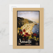 Italien Amalfi Coast Vintage Travel Poster Postkarte (Vorne/Hinten)