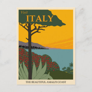 Italien Amalfi Coast Vintage Travel Poster Postkarte