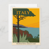 Italien Amalfi Coast Vintage Travel Poster Postkarte (Vorne/Hinten)