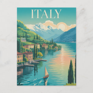 Italien Amalfi-Küste Illustration Reise Kunst Vint Postkarte