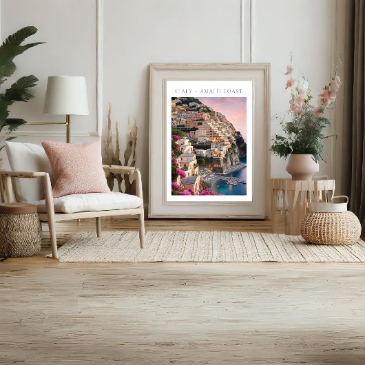 Italien Amalfi Küste Positano Blume Print Poster