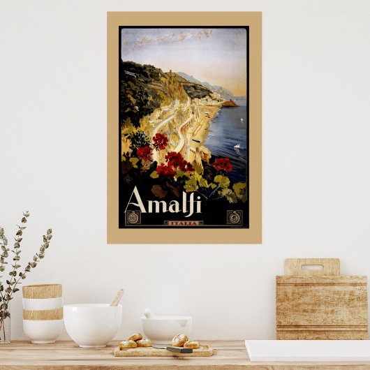 Italien Amalfi Küste Vintage Reise Poster (Küche)