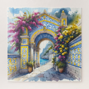 Italien Amalfi Pink Gelb Blauer Geburtstag Gegenwa Puzzle