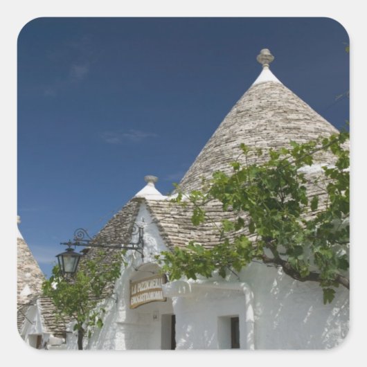 Italien, Apulien, Alberobello, Terra dei Trulli, 2 Quadratischer Aufkleber (Vorderseite)