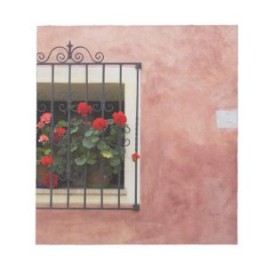 Italien, Asciano, Window Boxes mit frischem Frühl Notizblock