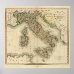 Italien-Atlas-Karte Poster