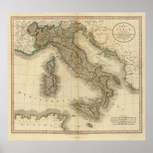 Italien Atlas Map Poster (Vorne)