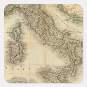 Italien Atlas Map Quadratischer Aufkleber