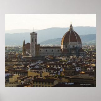 Italien, Aussicht auf Florenz mit Basilika di Sant Poster