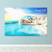 Italien Beach Ocean Landschaftliche Malerei im Mit Leinwanddruck (Insitu (Holzboden))