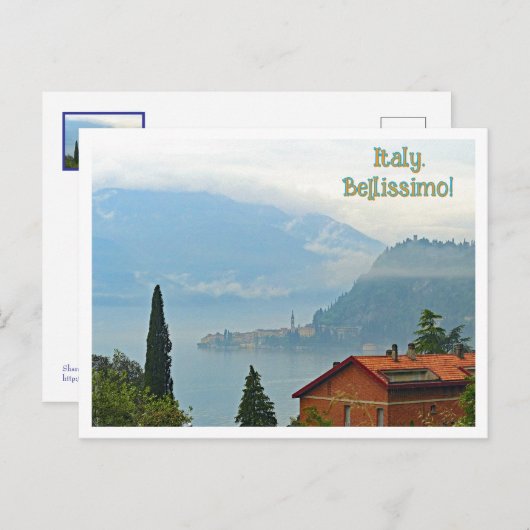 Italien. Bellissimo! Dorf in Wolken Postkarte (Vorne/Hinten)