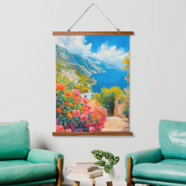 Italien Blumen Wandteppich Mit Holzrahmen