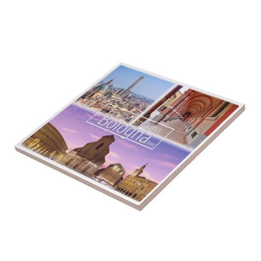 Italien BOLOGNA, Piazza Maggiore, zwei Türme, Fliese (Seite)