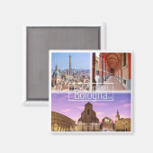 Italien BOLOGNA, Piazza Maggiore, zwei Türme, Kühl Magnet (Vorderseite/Rückseite)