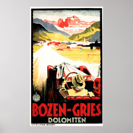 Italien BOZEN GRIES DOLOMITEN Vintage Car Racing Poster (Vorne)