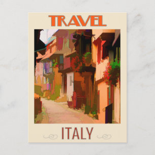 Italien Bunte Häuser Vintage-Reisepostkarte Postkarte