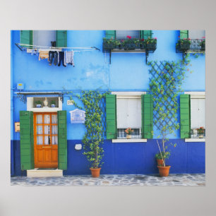 Italien, Burano. Ein farbenfrohes Haus in Burano n Poster