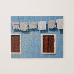 Italien, Burano. Hängende Wäsche und Fenster entla Puzzle