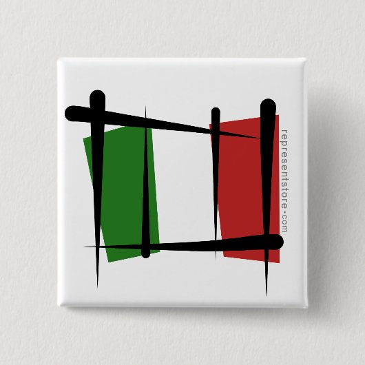 Italien-Bürsten-Flagge Button (Vorderseite)