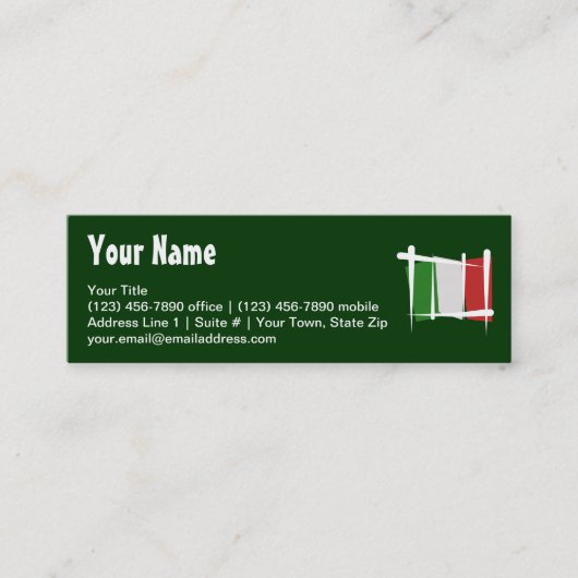 Italien-Bürsten-Flagge Mini Visitenkarte (Vorderseite)