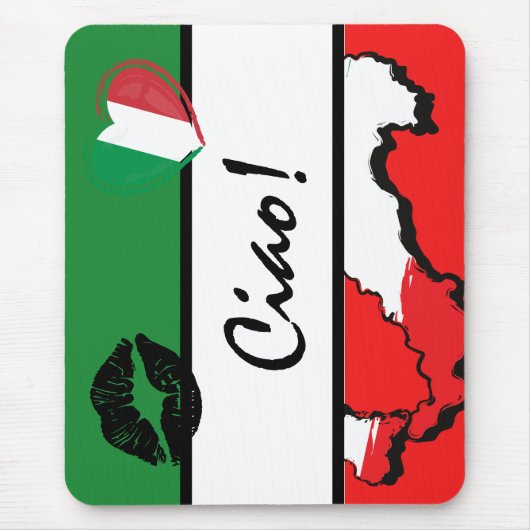 Italien Ciao Italienisches Herz Kiss Mouse Pad Mousepad (Vorne)
