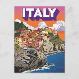 Italien Cinque Terre Dorf Vintage Reise Postkarte