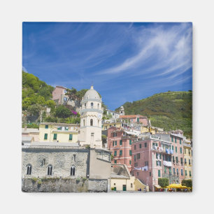 Italien, Cinque Terre, Vernazza, Hafen und Kirche Magnet