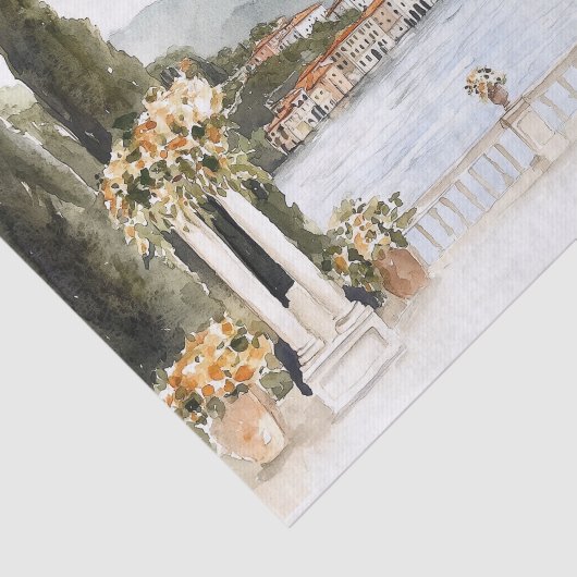 Italien Comer See Wasserfarbe Seidenpapier (Ausschnitt)