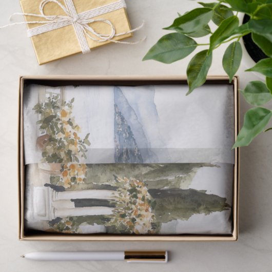 Italien Comer See Wasserfarbe Seidenpapier (Geschenk)