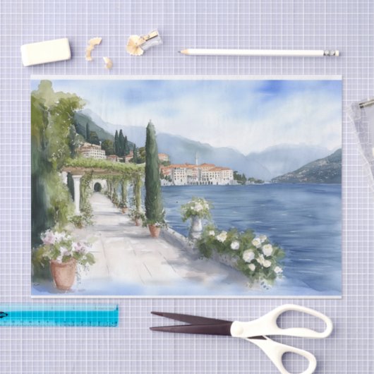 Italien Comer See Wasserfarbe Seidenpapier (Handwerk)