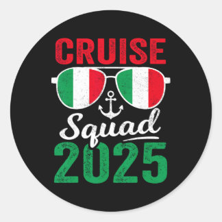 Italien Cruise Squad 2025 Sommerferien Matching F Runder Aufkleber