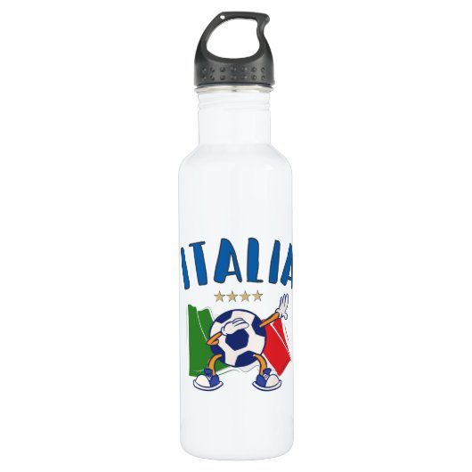 Italien - Dabbing Fußball-Flagge - 4 Sterne Edelstahlflasche (Vorderseite)