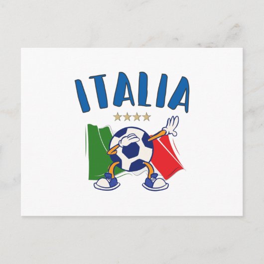 Italien - Dabbing Fußball-Flagge - 4 Sterne Postkarte (Vorderseite)