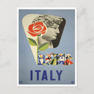 Italien David Statue Vintage Reise Postkarte