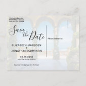Italien Elegant Blue Green Gold Save the Date Ankündigungspostkarte (Rückseite)