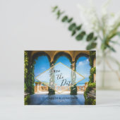 Italien Elegant Blue Green Gold Save the Date Ankündigungspostkarte (Stehend Vorderseite)