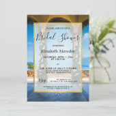 Italien Elegantes Gold Blue Green Brautparty Einladung (Stehend Vorderseite)