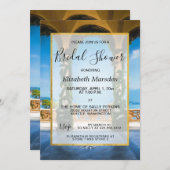 Italien Elegantes Gold Blue Green Brautparty Einladung (Vorne/Hinten)