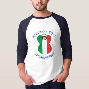 Italien Engel Hanukkah Flagge Personalisieren Lang T-Shirt