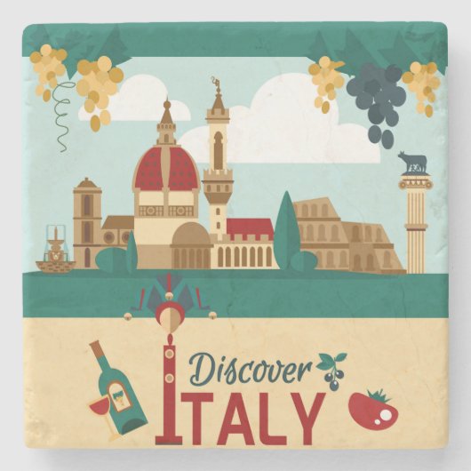 Italien entdecken steinuntersetzer (Vorderseite)