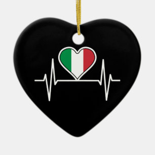 Italien - Flag Heartbeat Keramik Ornament